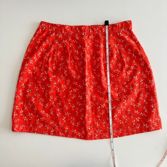 handmade orange white floral mini skirt - Picture 8 of 11